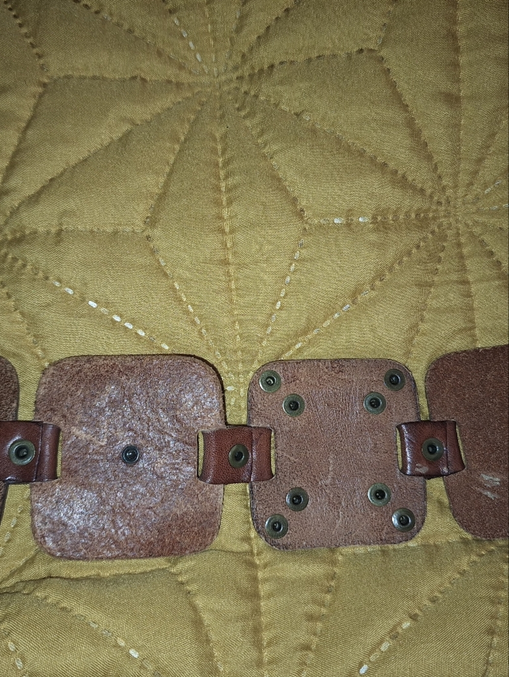 Brown Studded Leather Belt. Western, Hobo, Bohemian. Size Medium - Picture 10 of 11